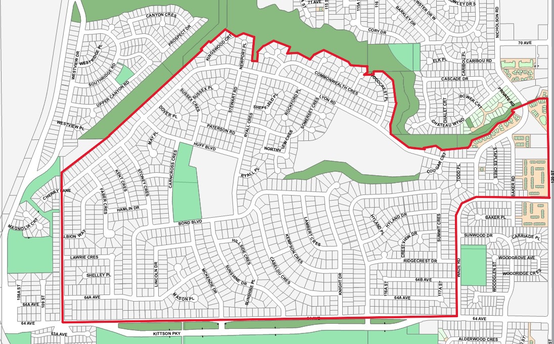 Image of area included in Sunshine Hills Tree Protection Bylaw. 