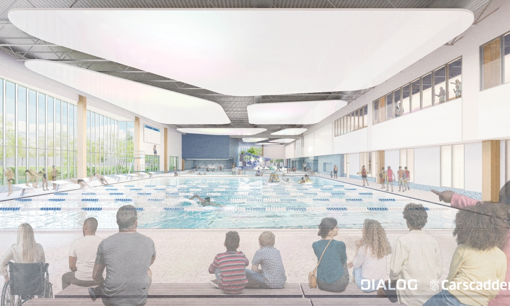 Artist rendering of the lap pool at the new Winskill. 