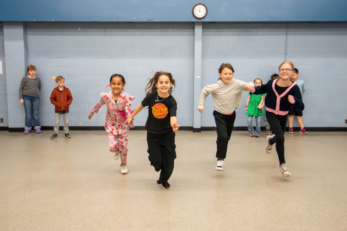 Kids are running at a community recreation program at SDRC. 