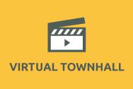 Graphic of a cinema clicker with the words Virtual Townhall below
