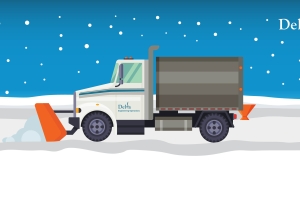 Graphic of a Delta truck plowing snow.